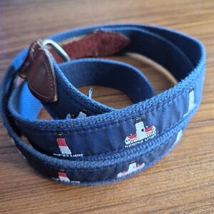 Blue canvas leather lighthouses belt 3X